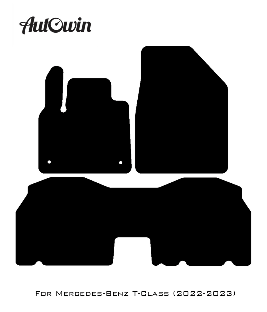 Black Sheepskin Floor Mats For Mercedes Benz T-Class W420 (2022-2023) | ER56 Design - AutoWin