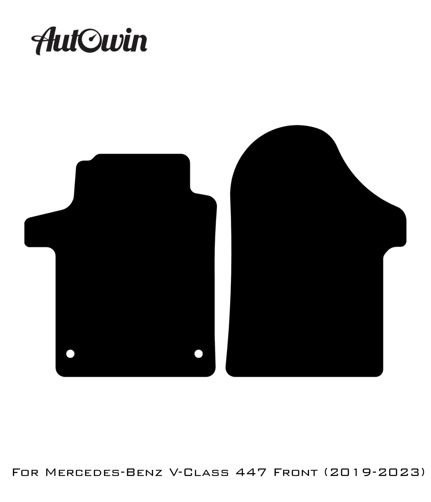 Black Sheepskin Floor Mats For Mercedes Benz V-Class 447 Front (2019-2023) | ER56 Design - AutoWin