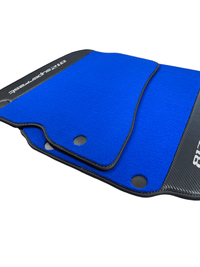 Blue Floor Mats For Ferrari 812 Superfast With Carbon Fiber Leather - AutoWin