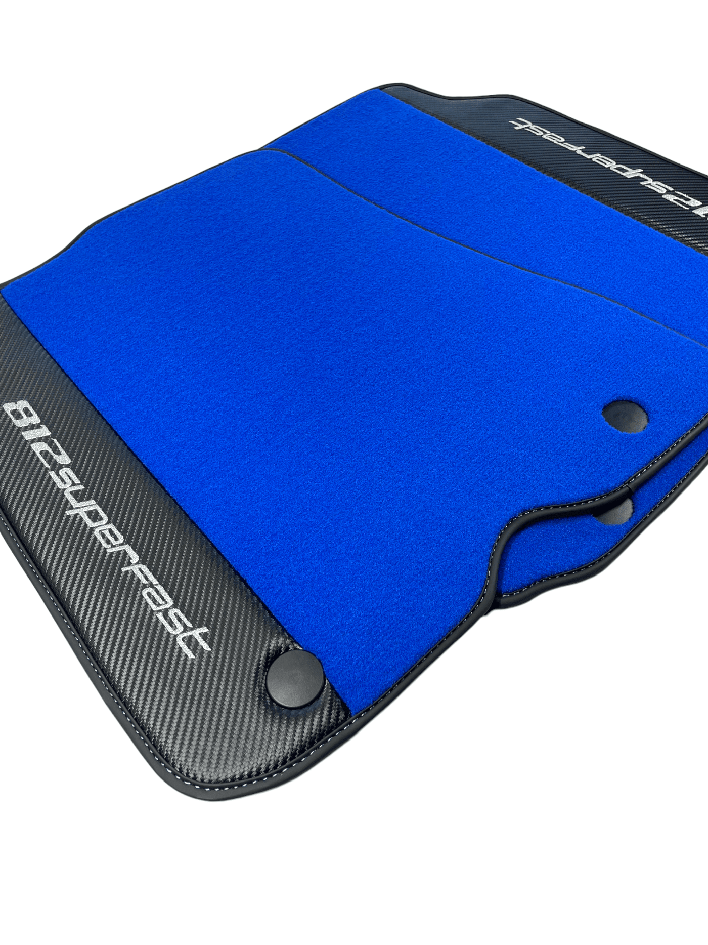 Blue Floor Mats For Ferrari 812 Superfast With Carbon Fiber Leather - AutoWin