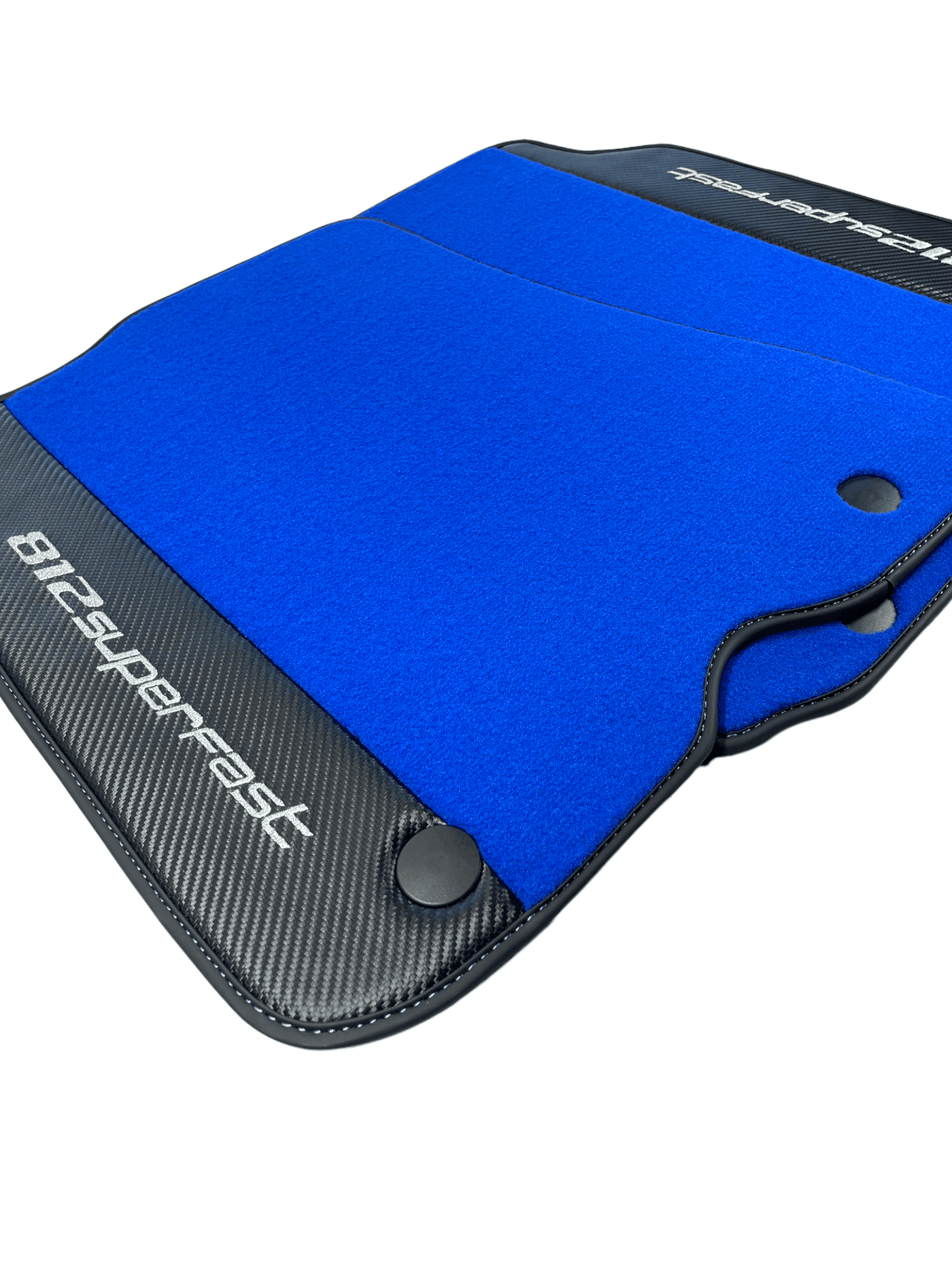 Blue Floor Mats For Ferrari 812 Superfast With Carbon Fiber Leather - AutoWin