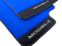 Blue Floor Mats For Tesla Model 3 With Alcantara Leather - AutoWin