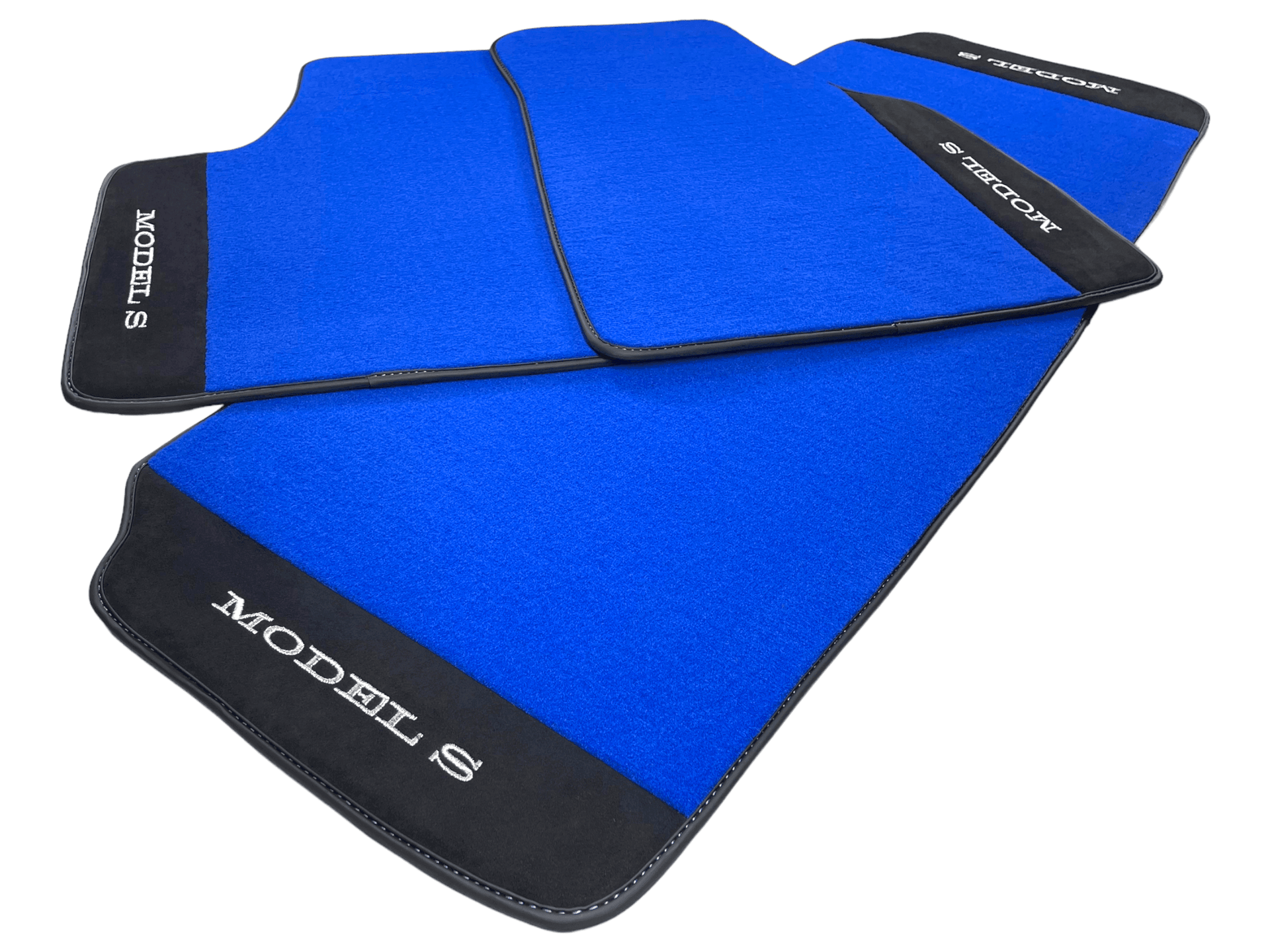 Blue Floor Mats For Tesla Model S With Alcantara Leather - AutoWin