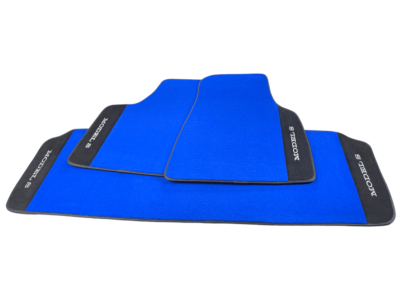 Blue Floor Mats For Tesla Model S With Alcantara Leather - AutoWin