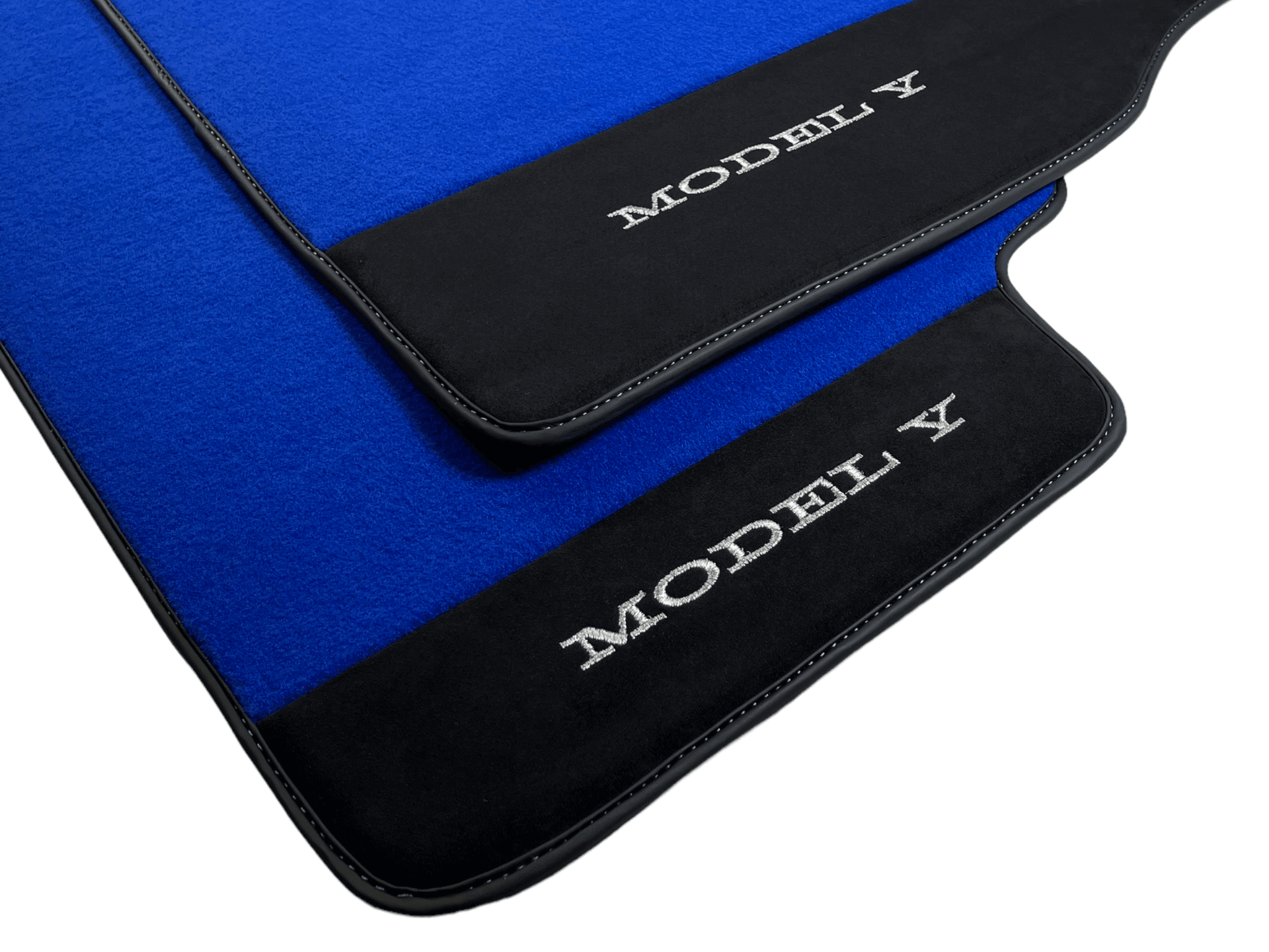 Blue Floor Mats For Tesla Model Y With Alcantara Leather - AutoWin