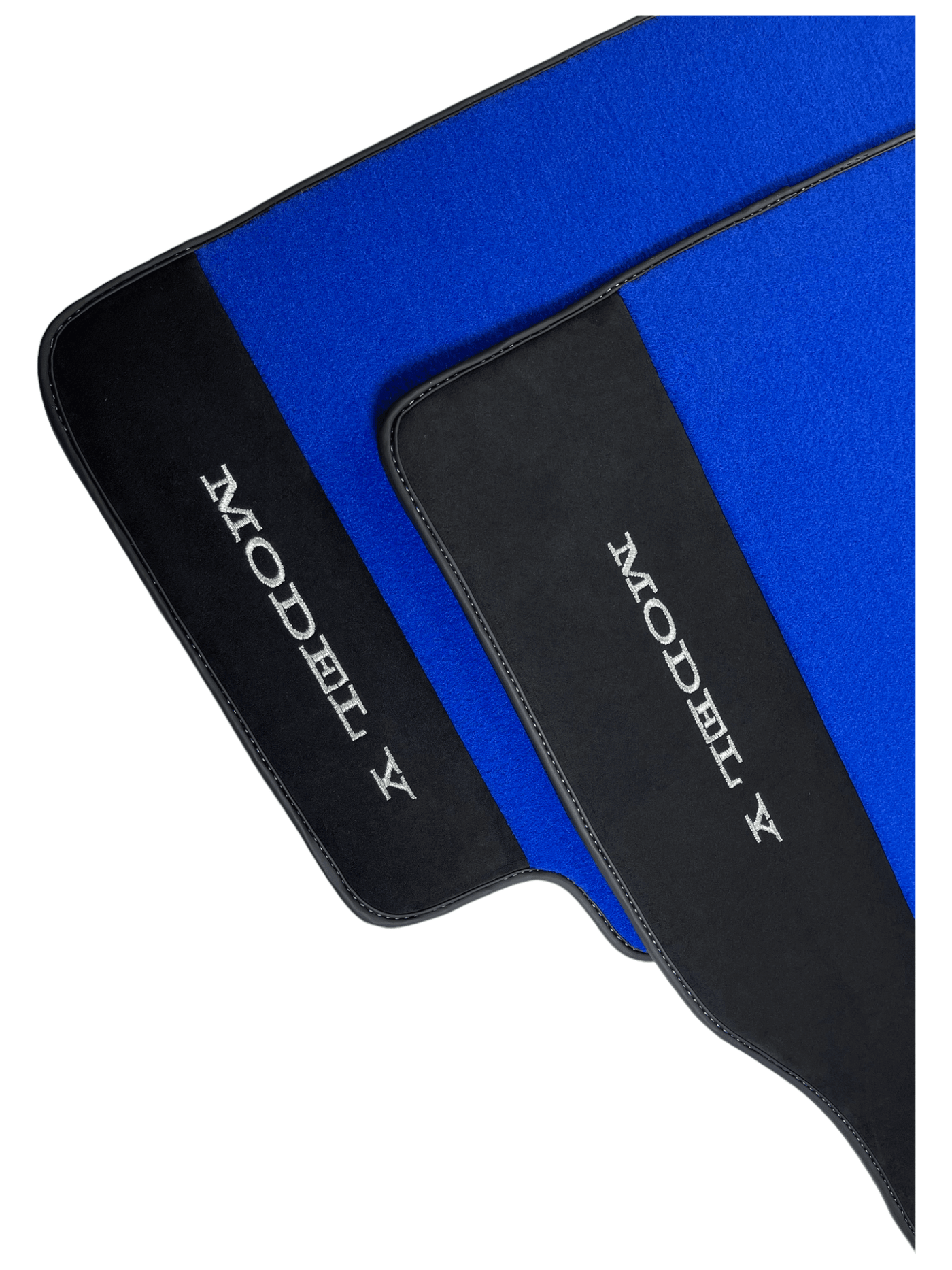 Blue Floor Mats For Tesla Model Y With Alcantara Leather - AutoWin