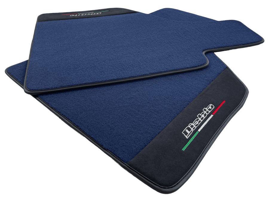 Dark Blue Floor Mats for Lamborghini Diablo 1990-2001 With Alcantara Leather - AutoWin
