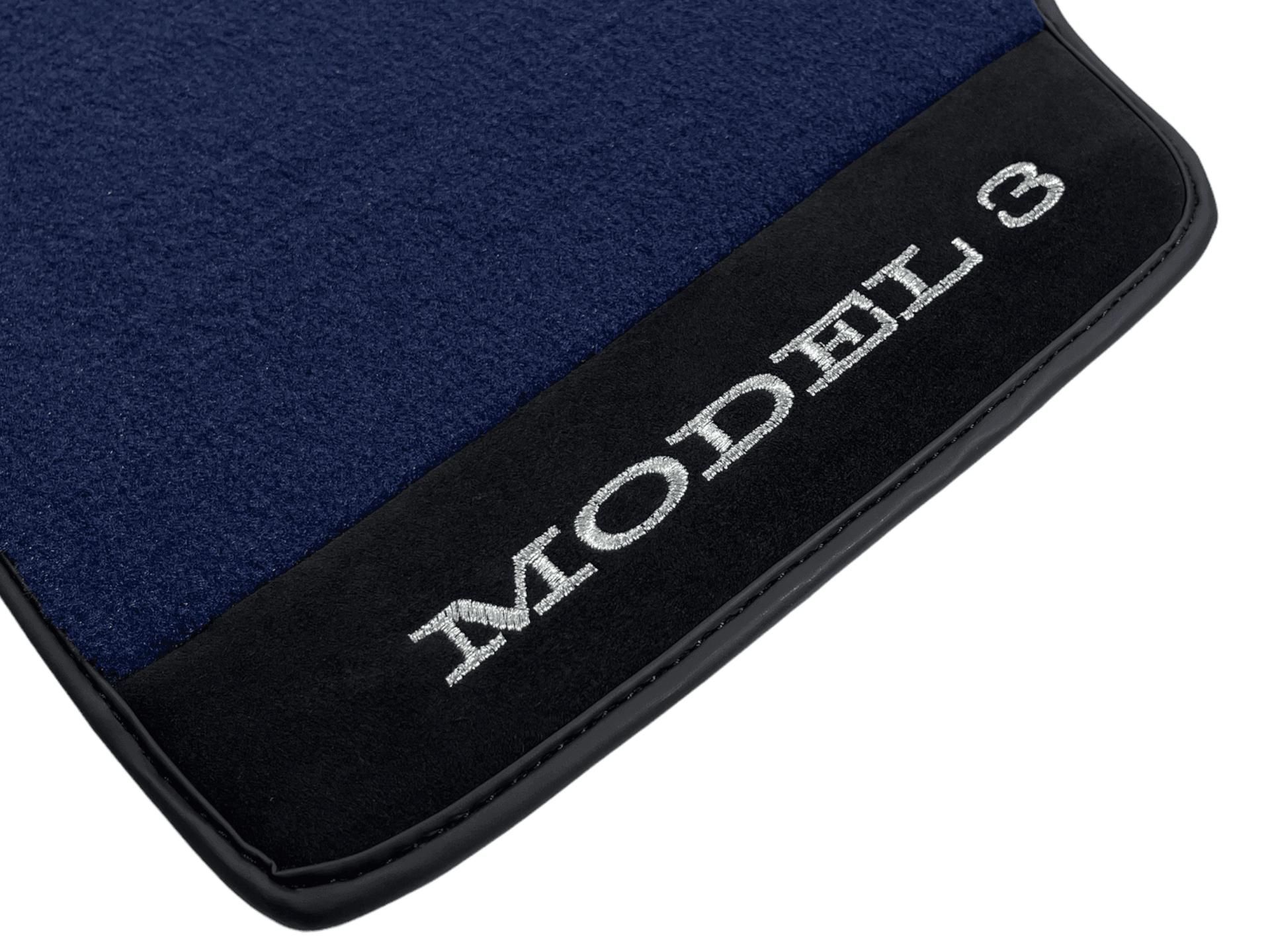 Dark Blue Floor Mats For Tesla Model 3 With Alcantara Leather - AutoWin