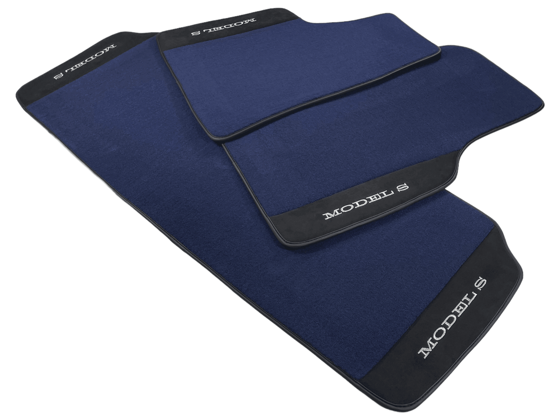 Dark Blue Floor Mats For Tesla Model S With Alcantara Leather - AutoWin