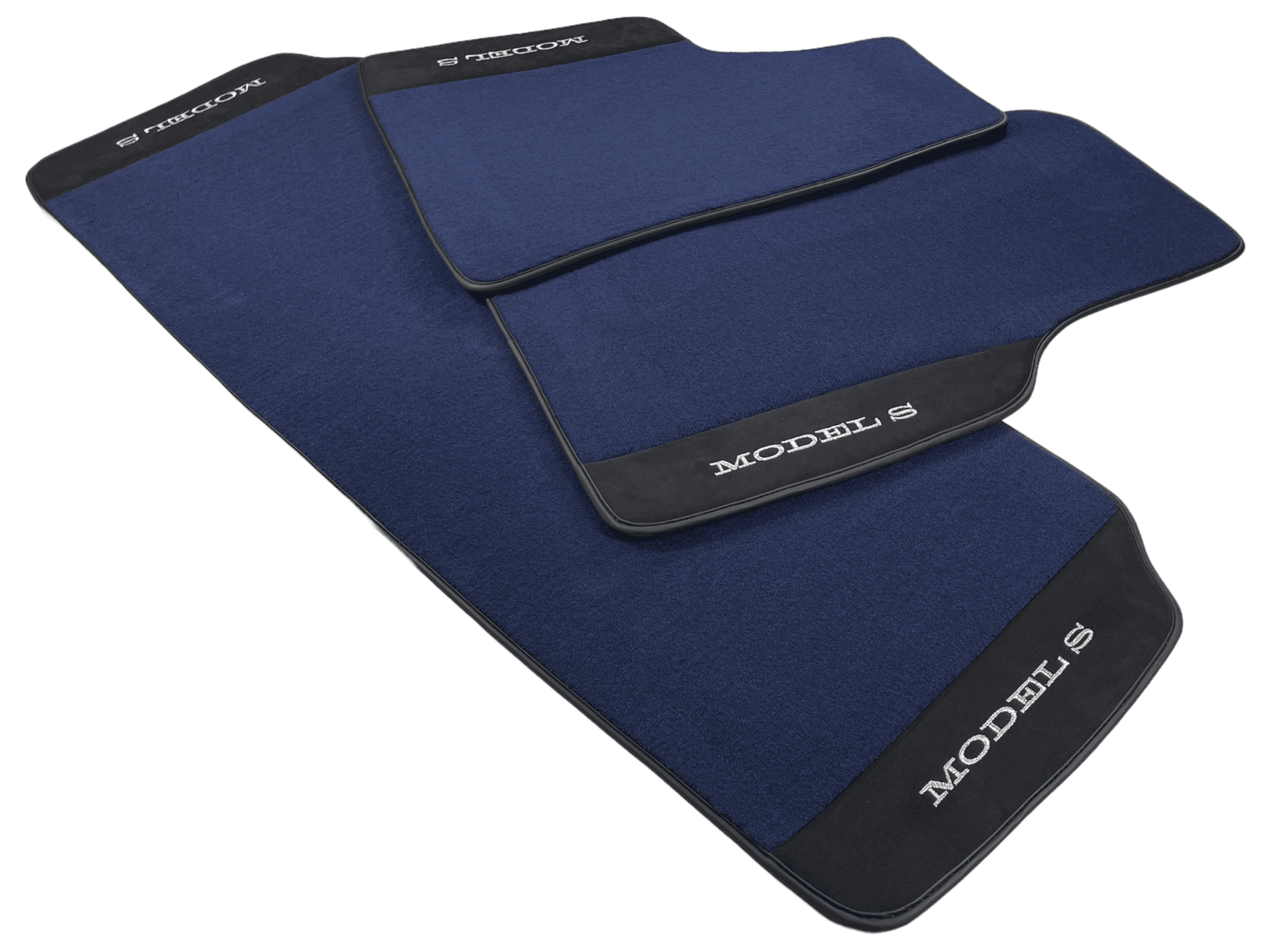 Dark Blue Floor Mats For Tesla Model S With Alcantara Leather - AutoWin