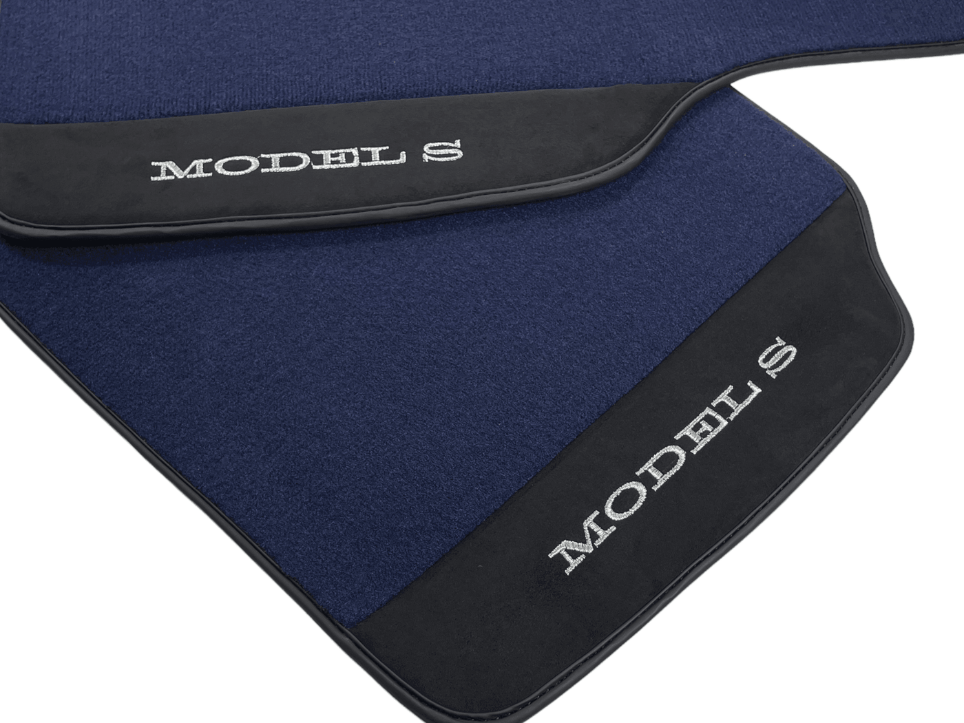 Dark Blue Floor Mats For Tesla Model S With Alcantara Leather - AutoWin