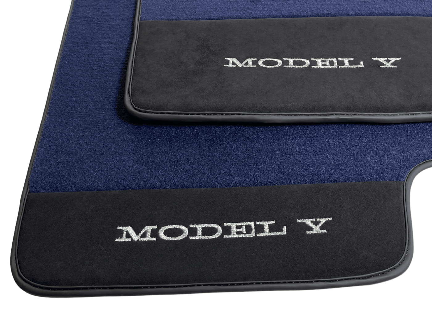 Dark Blue Floor Mats For Tesla Model Y With Alcantara Leather - AutoWin