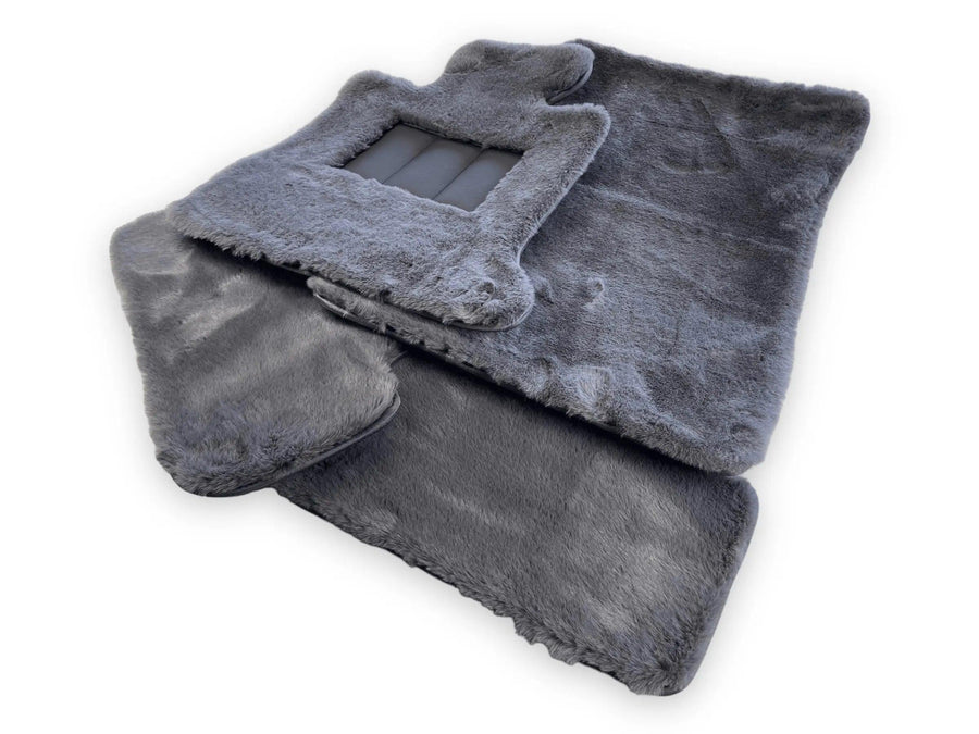 Dark Gray Sheepskin Floor Mats For Bentley Flying Spur (2013-2019) Design Brand - AutoWin