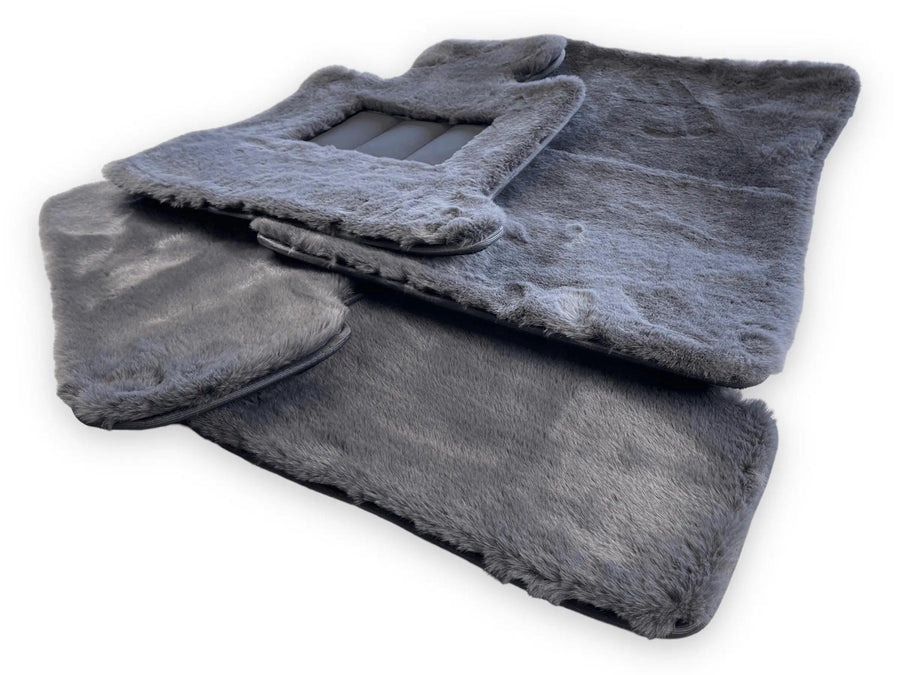 Dark Gray Sheepskin Floor Mats For Bentley Mulsanne (2010-2020) Design Brand - AutoWin