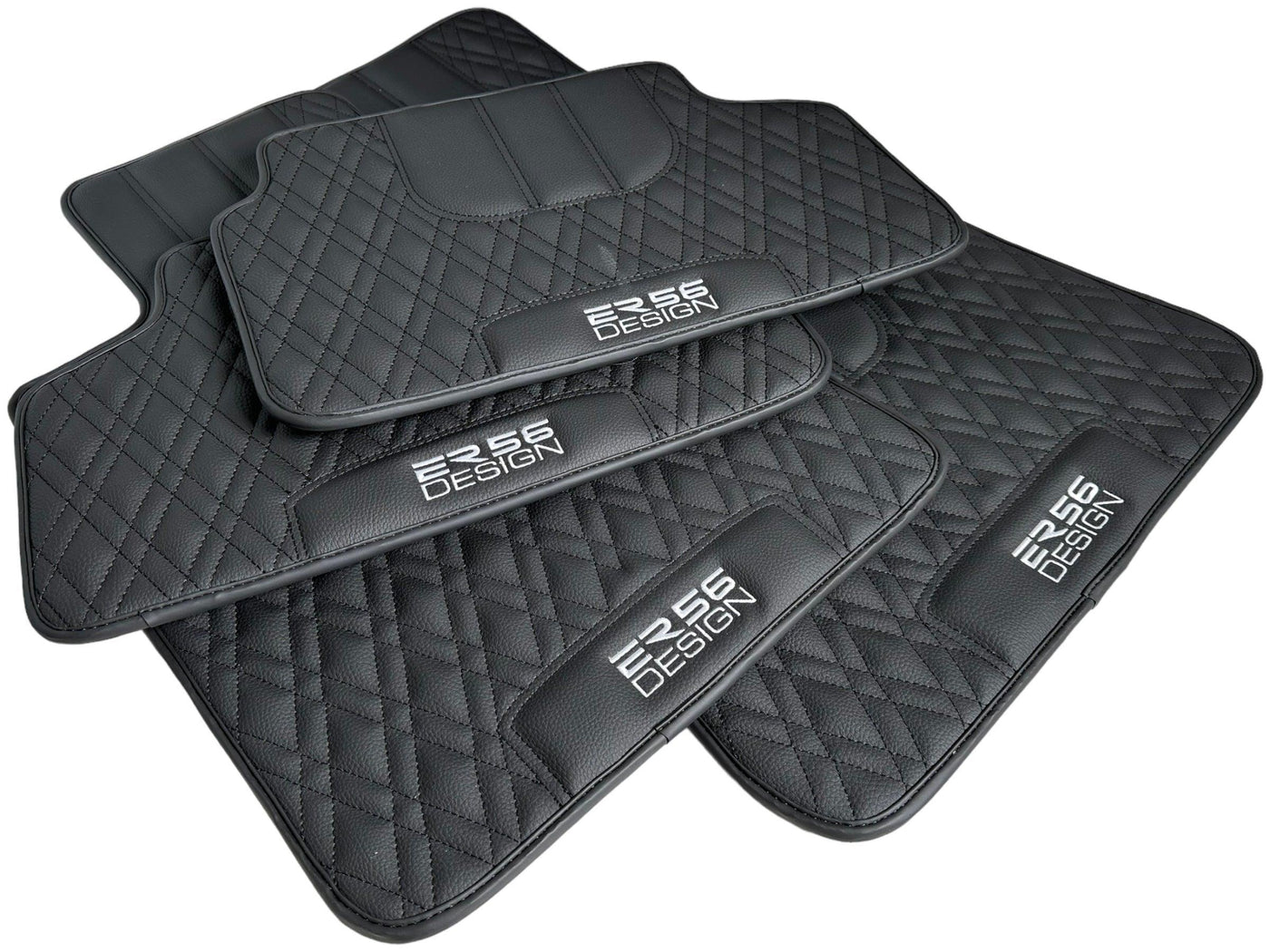 Floor Mats For BMW 7 Series G12 Black Leather Er56 Design - AutoWin