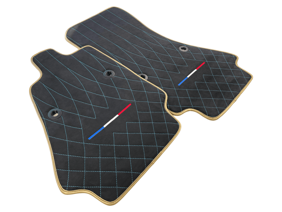 Floor Mats For Bugatti Chiron Alcantara Leather Gold Edition - AutoWin