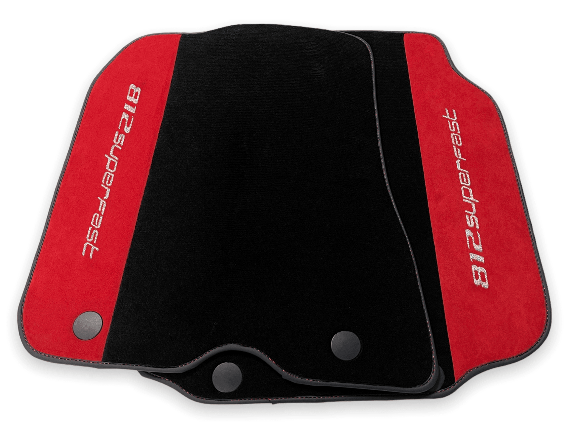Floor Mats For Ferrari 812 Superfast Red Aclantara And Black Carpet - AutoWin