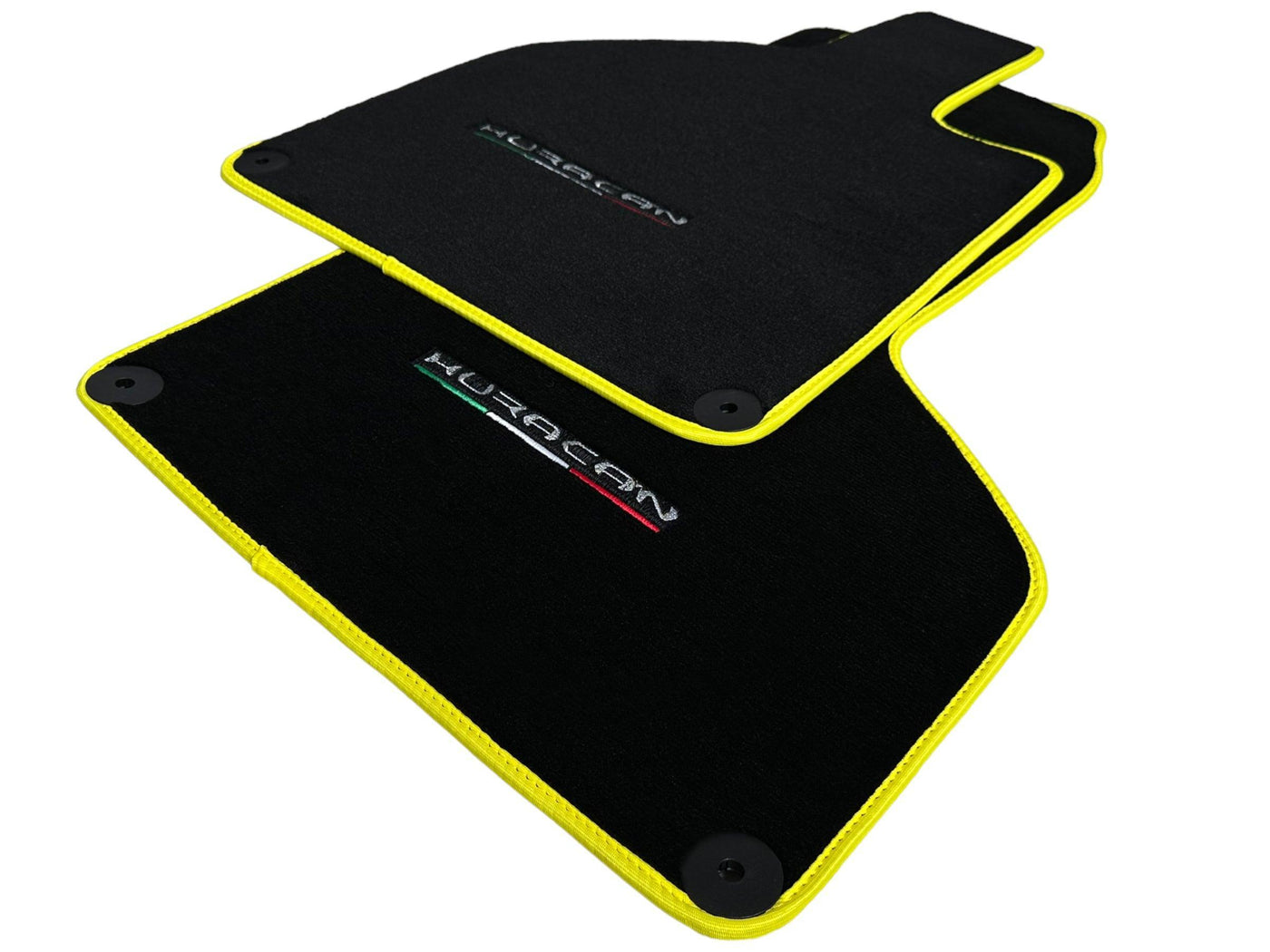 Floor Mats for Lamborghini Huracan With Italian Flag | Yellow Trim - AutoWin