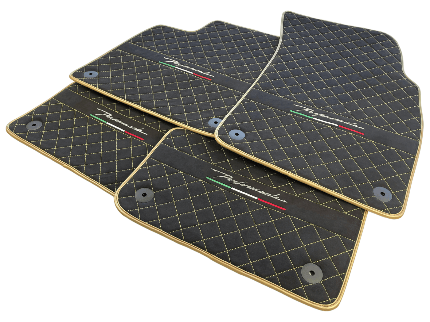 Floor Mats For Lamborghini Urus Performante Alcantara Leather Gold Trim - AutoWin