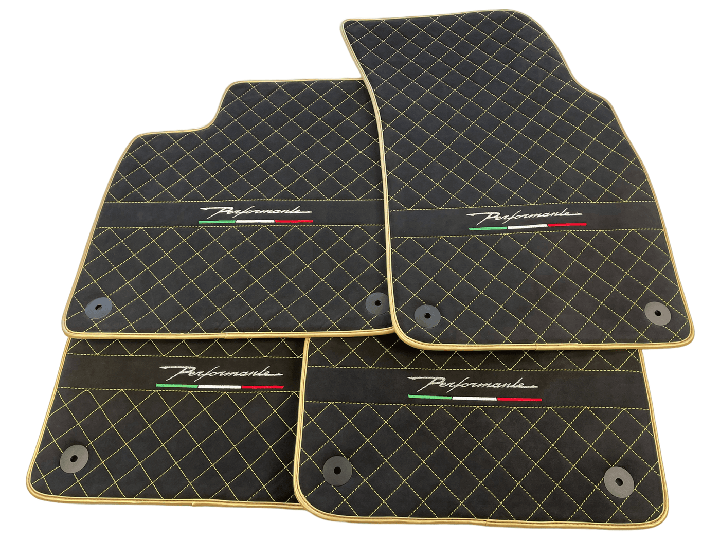 Floor Mats For Lamborghini Urus Performante Alcantara Leather Gold Trim - AutoWin