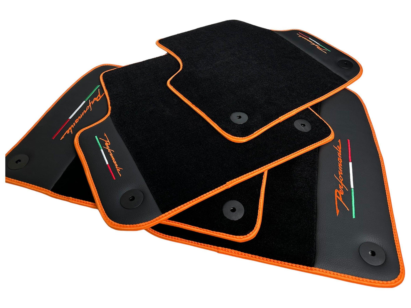Floor Mats For Lamborghini Urus Performante Leather And Orange Trim - AutoWin