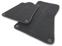 Floor Mats For McLaren 600LT (2018-2020) Alcantara Black Tailored Carpets With Orange Sewing - AutoWin