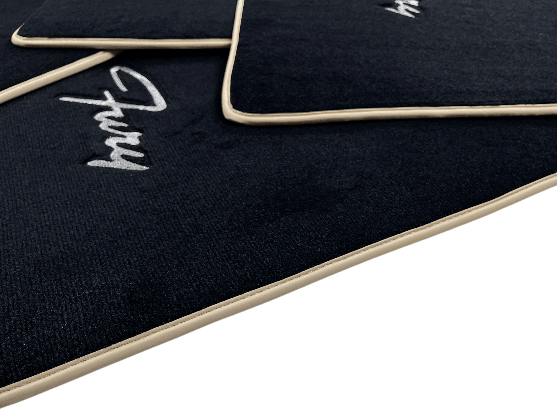 Floor Mats For Plymouth Fury 1957-1968 Black With Beige Trim - AutoWin