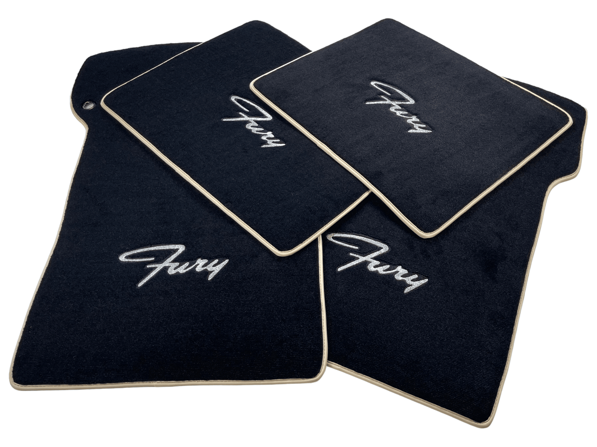 Floor Mats For Plymouth Fury 1957-1968 Black With Beige Trim - AutoWin