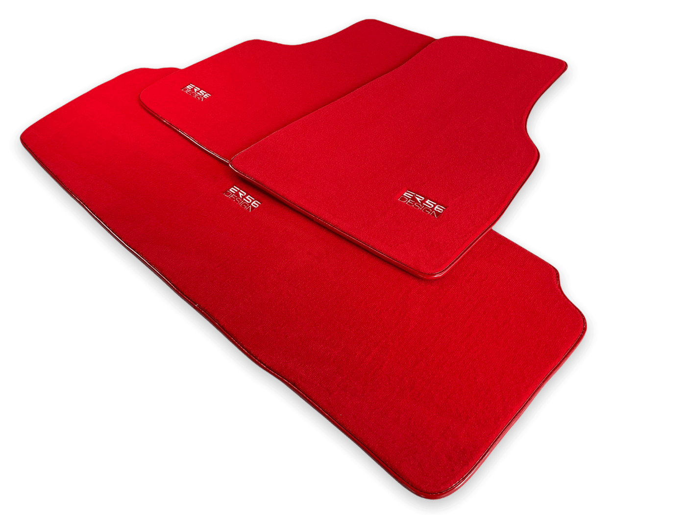 Floor Mats For Tesla Model X (6 Seats) Red Tailored Carpets ER56 Design - AutoWin