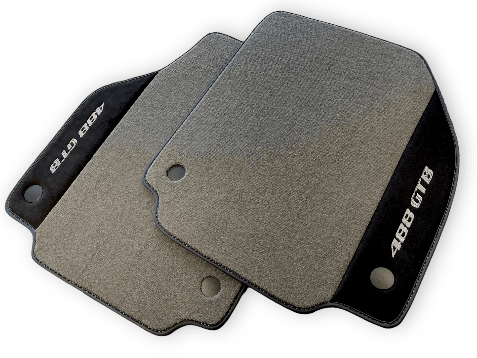 Gray Floor Mats For Ferrari 488 GTB 2015-2022 Carpets With Alcantara Leather - AutoWin