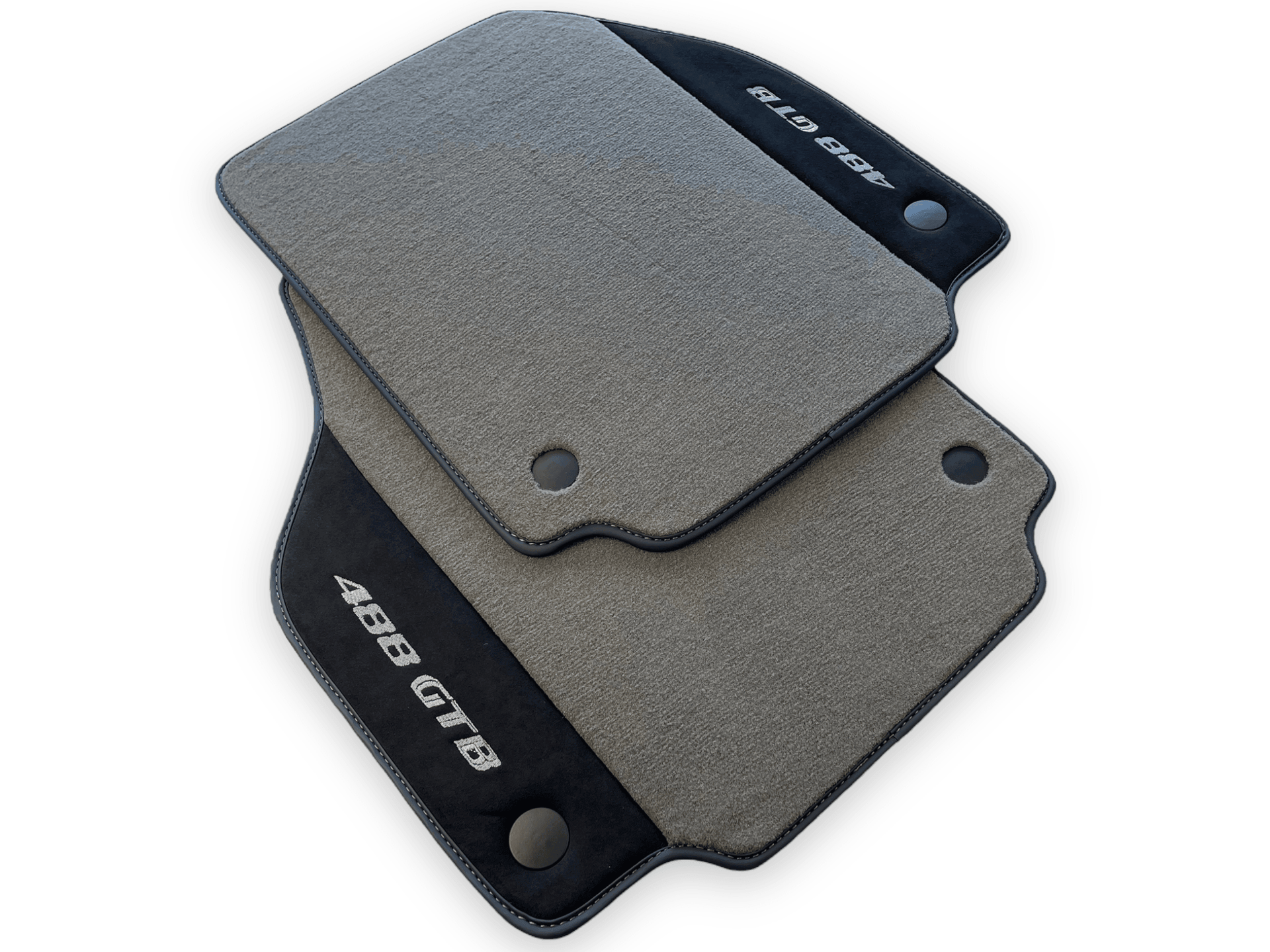 Gray Floor Mats For Ferrari 488 GTB 2015-2022 Carpets With Alcantara Leather - AutoWin