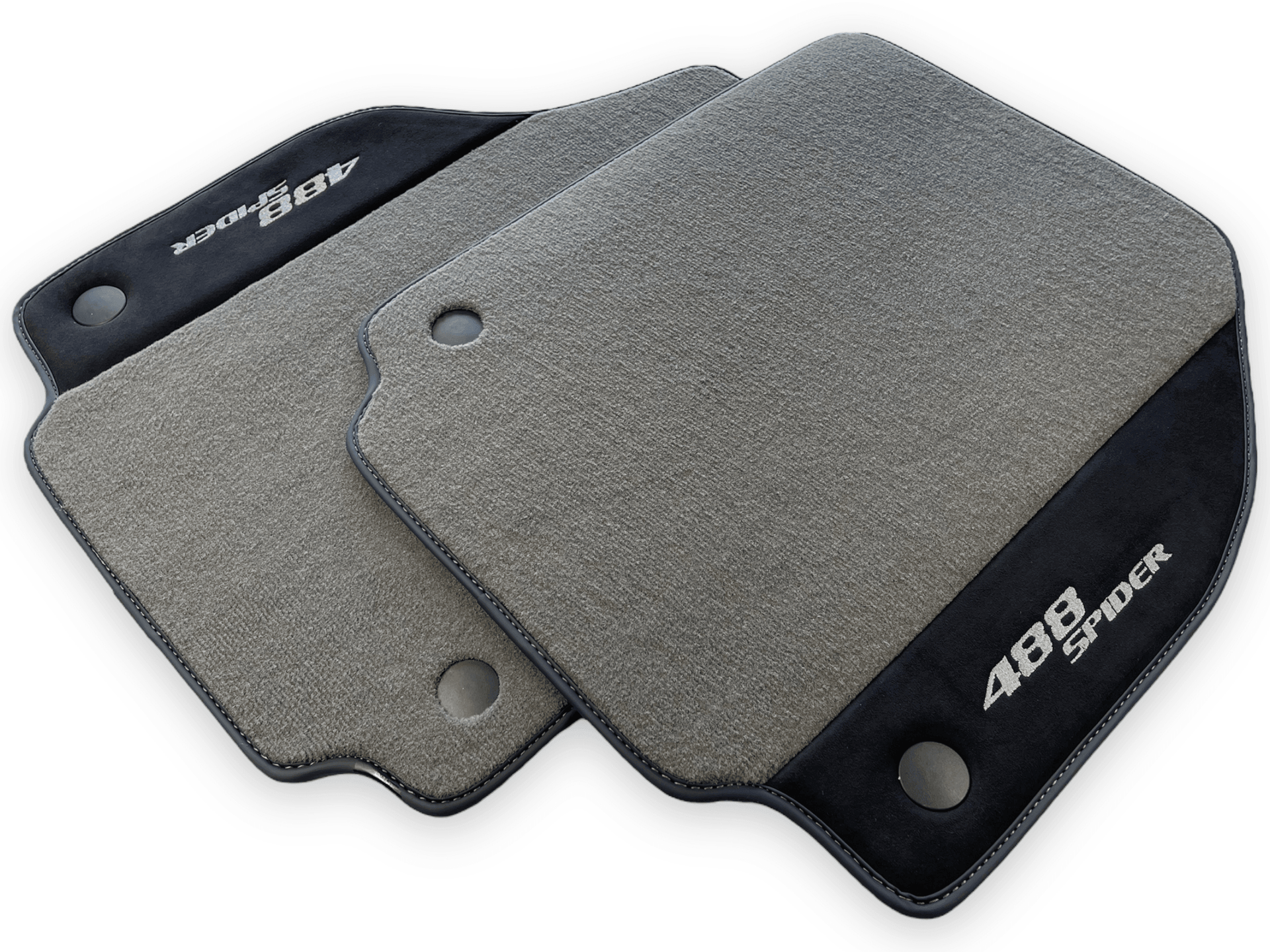 Gray Floor Mats For Ferrari 488 Spider 2015-2022 Alcantara Leather - AutoWin