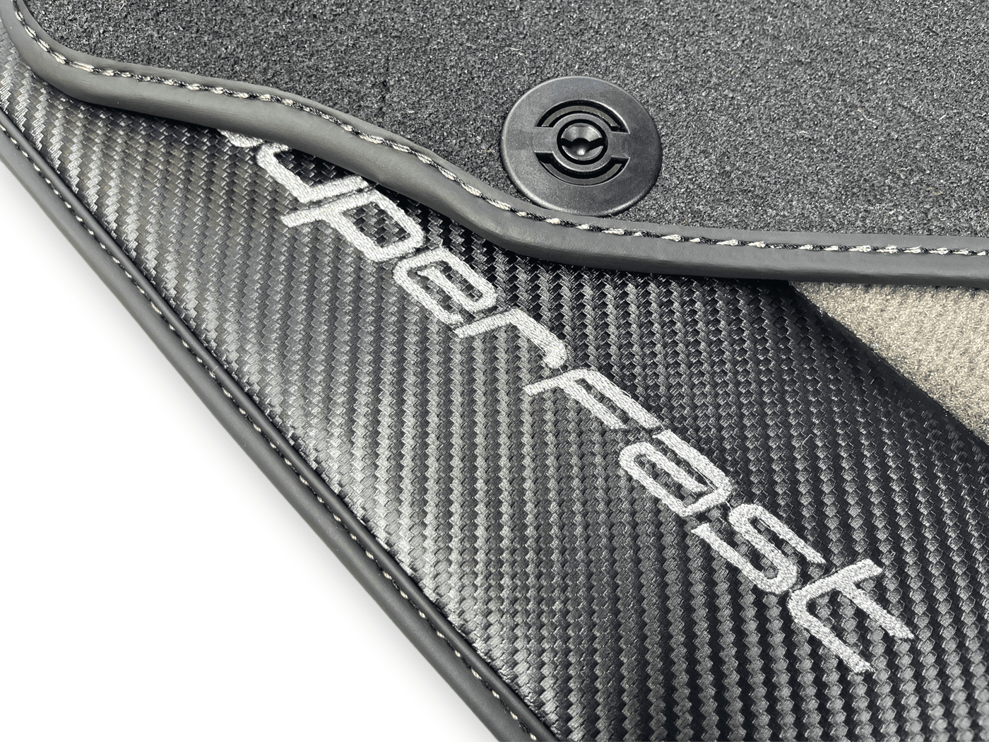 Gray Floor Mats For Ferrari 812 Superfast With Carbon Fiber Leather - AutoWin