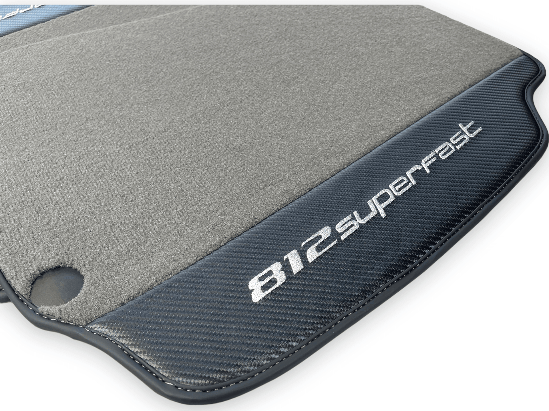 Gray Floor Mats For Ferrari 812 Superfast With Carbon Fiber Leather - AutoWin