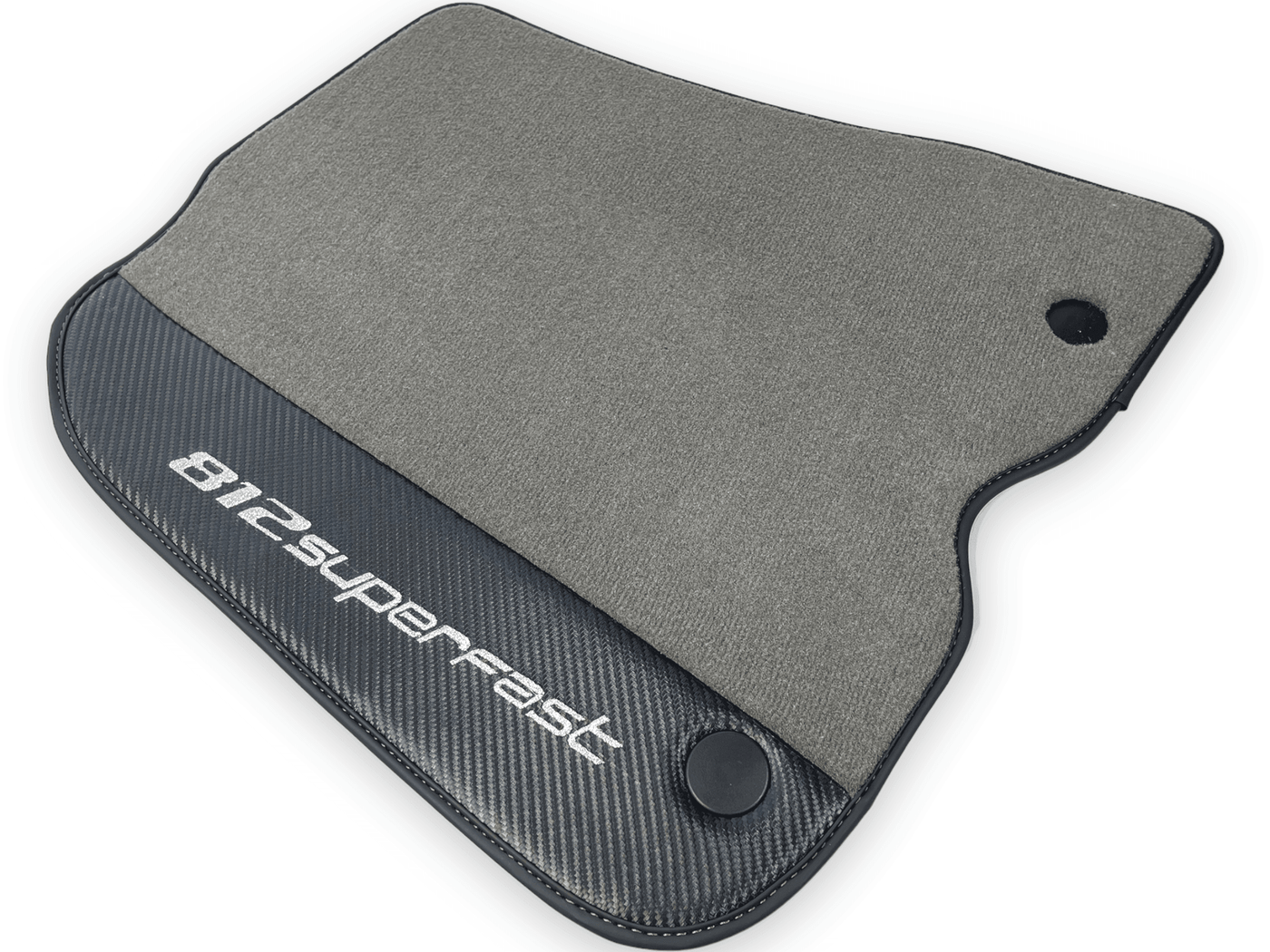 Gray Floor Mats For Ferrari 812 Superfast With Carbon Fiber Leather - AutoWin