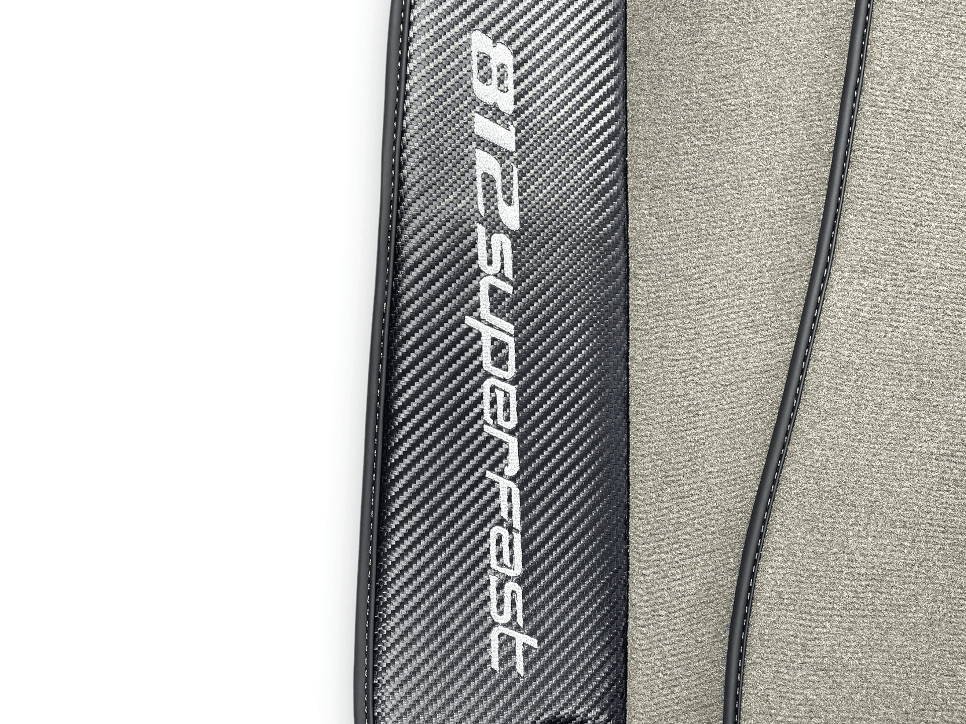 Gray Floor Mats For Ferrari 812 Superfast With Carbon Fiber Leather - AutoWin