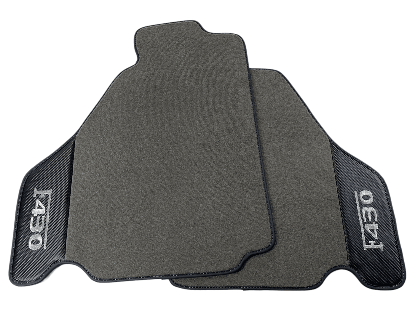 Gray Floor Mats For Ferrari F430 2004-2009 With Carbon Fiber Leather - AutoWin