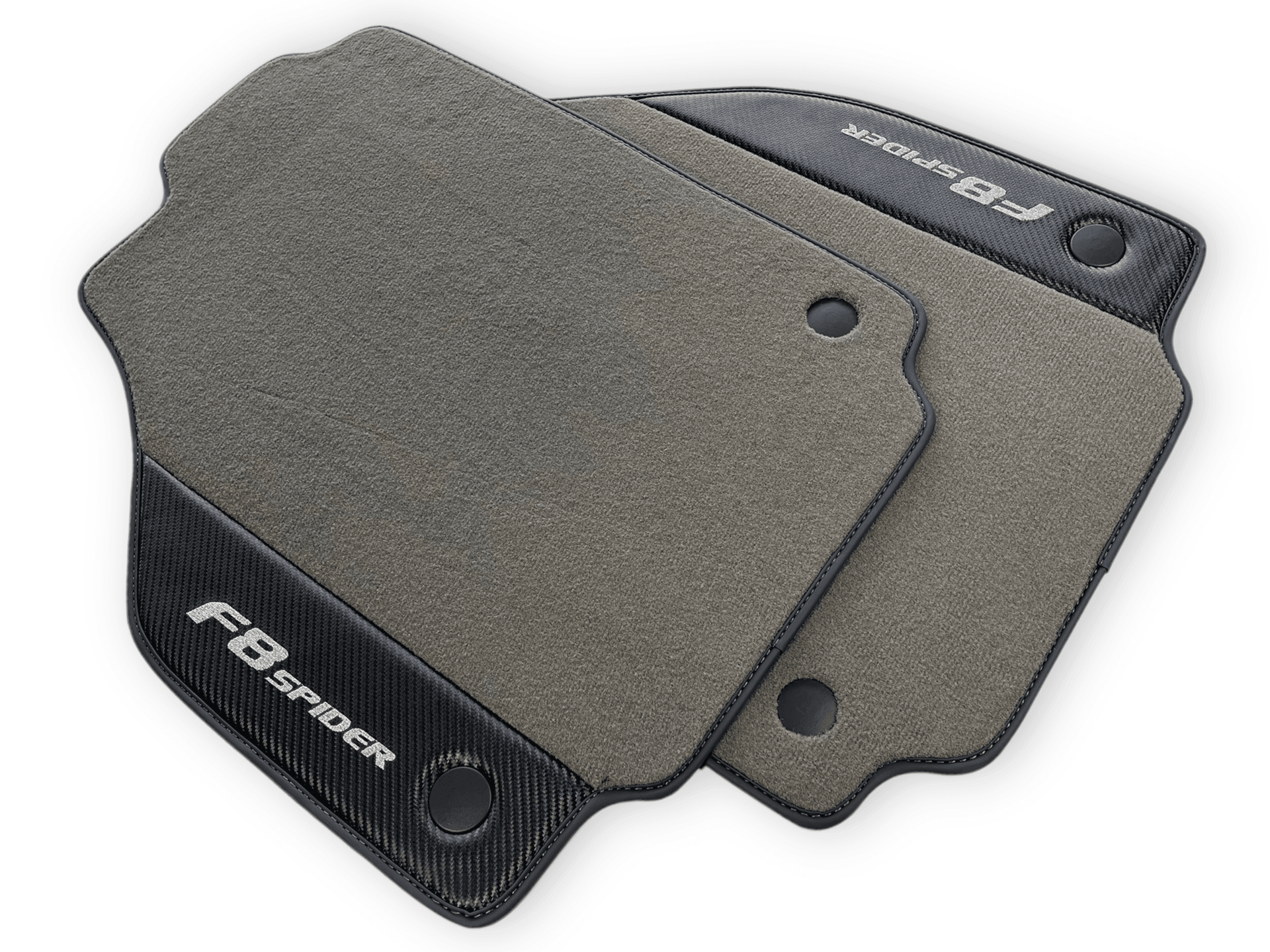 Gray Floor Mats For Ferrari F8 Spider 2019-2022 With Carbon Fiber Leather - AutoWin