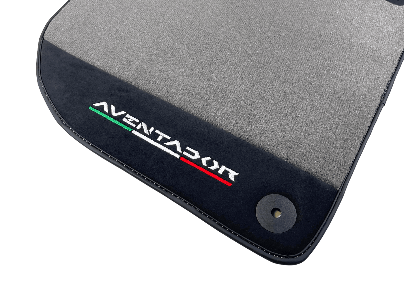 Gray Floor Mats for Lamborghini Aventador With Alcantara Leather - AutoWin