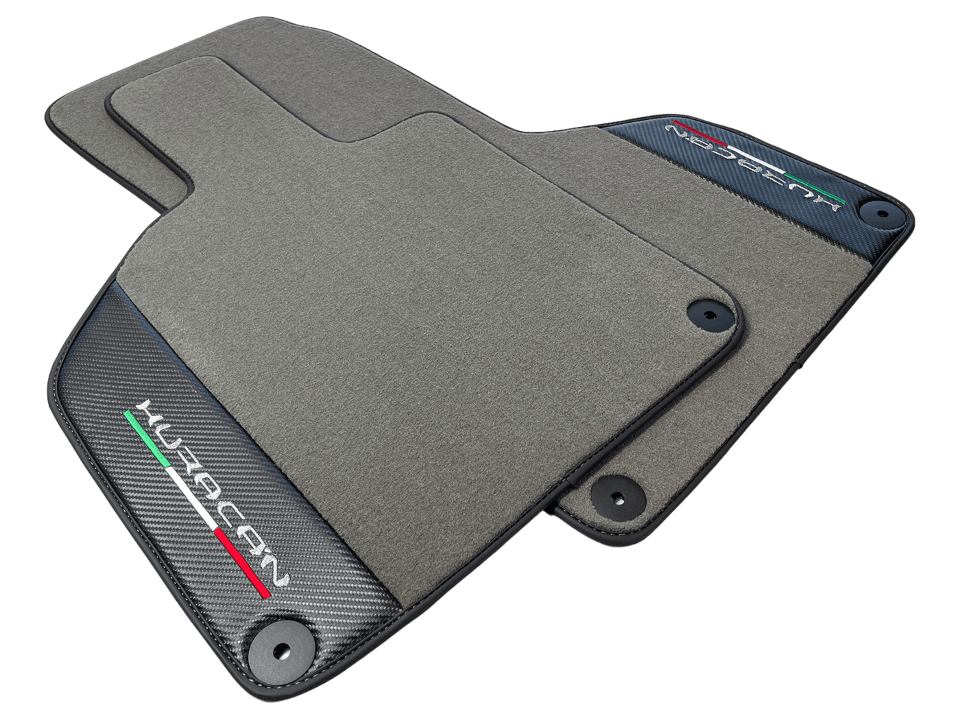 Gray Floor Mats for Lamborghini Huracan With Carbon Fiber Leather - AutoWin