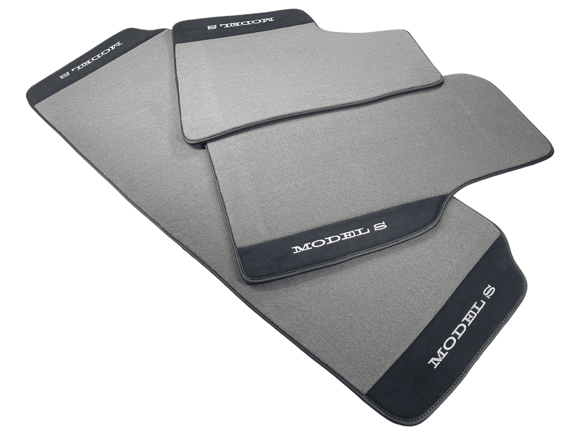 Gray Floor Mats For Tesla Model S With Alcantara Leather - AutoWin