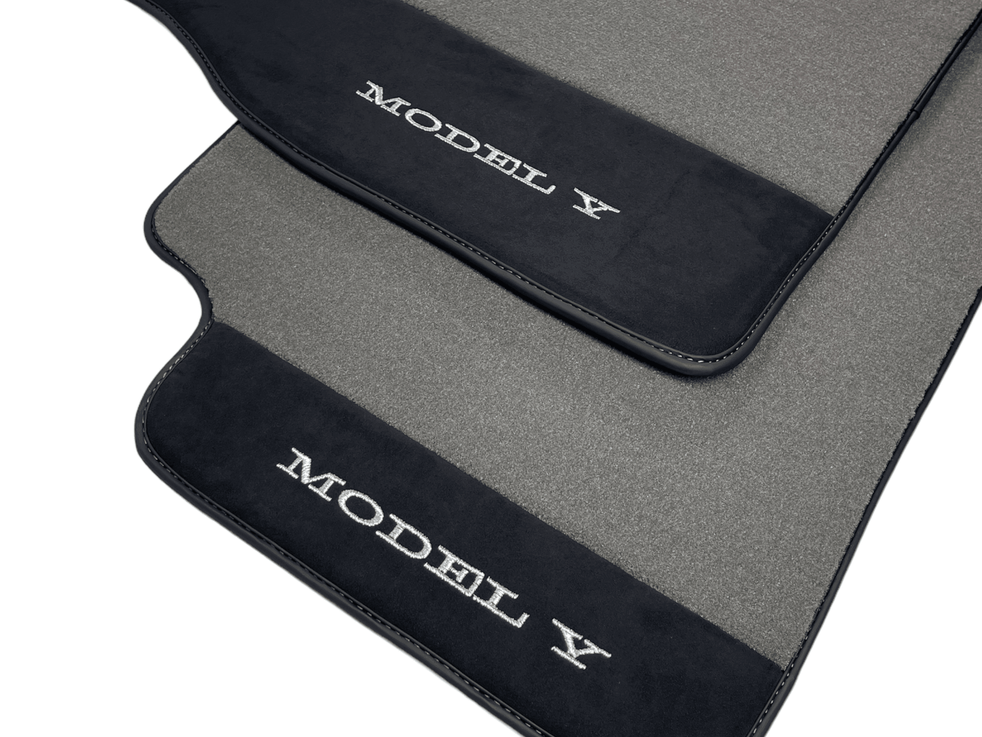 Gray Floor Mats For Tesla Model Y With Alcantara Leather - AutoWin