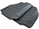 Leather Floor Mats For Ferrari 488 Spider 2016-2022 Yellow Sewing - AutoWin