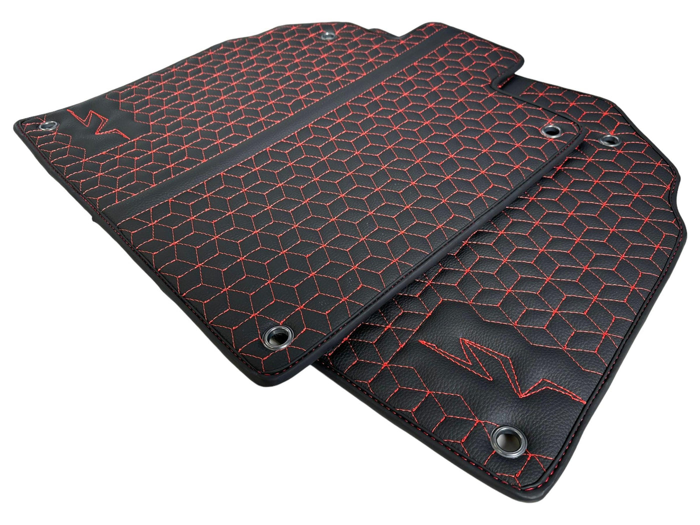Leather Floor Mats for Lamborghini Aventador SV | Red Stitching - AutoWin