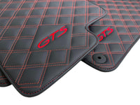 Leather Floor Mats for Porsche Cayenne GTS 2018-2023 Red Sewing - AutoWin