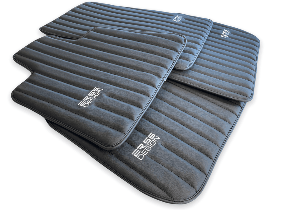 Black Leather Floor Mats for Rolls Royce Phantom VIII (2017-2024) ER56 Design Brand - AutoWin