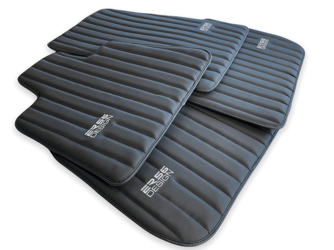 Black Leather Floor Mats for Rolls Royce Phantom VIII (2017-2024) ER56 Design Brand - AutoWin