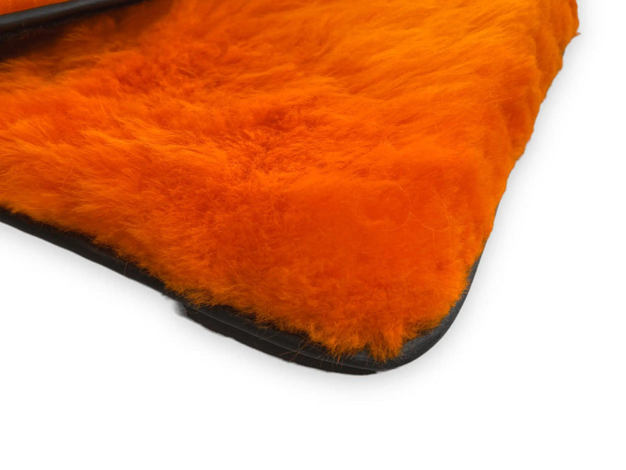 Orange Sheepskin Floor Mats For Bentley Flying Spur (2013-2019) Er56 Design Brand - AutoWin