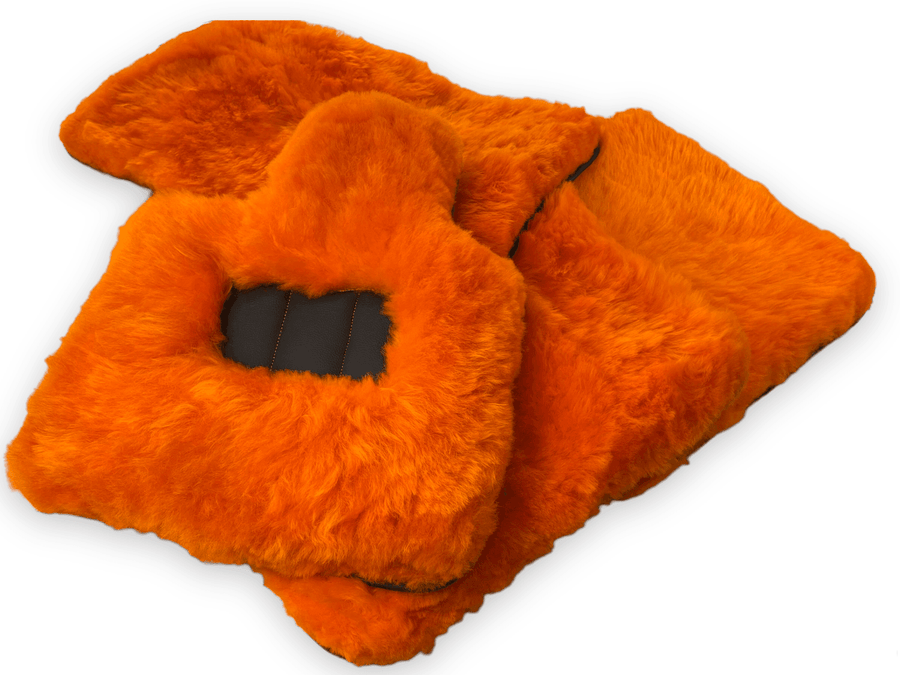 Orange Sheepskin Floor Mats For Rolls Royce Dawn Rr6 2016-2023 Er56 Design Brand - AutoWin