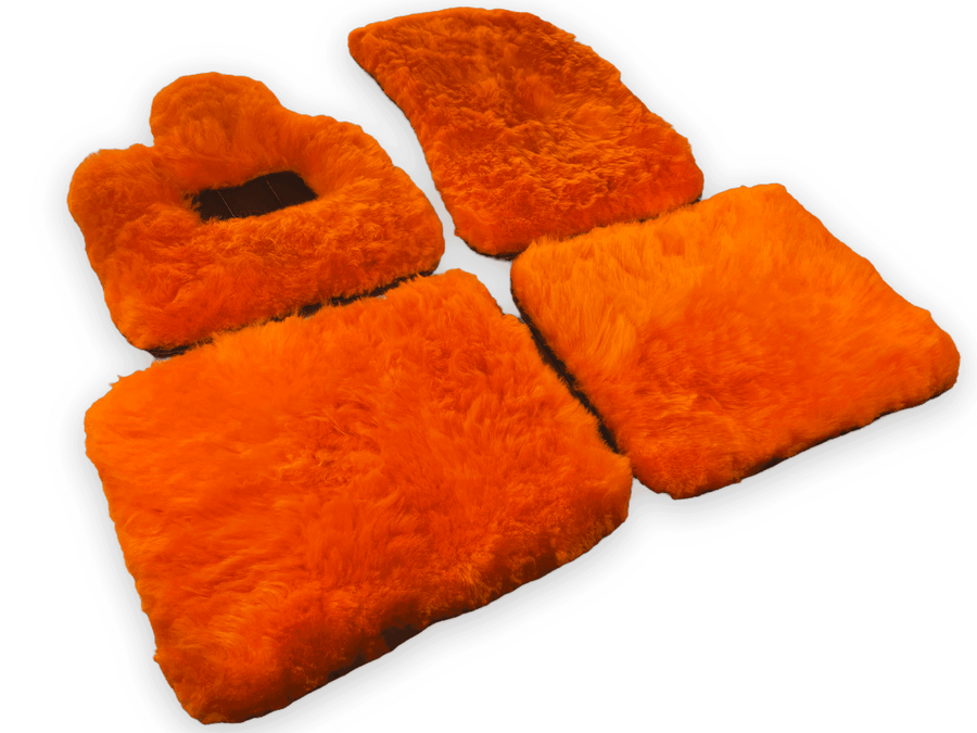 Orange Sheepskin Floor Mats For Rolls Royce Ghost Series II (2021-2024) ER56 Design Brand - AutoWin